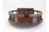 14" Brown Maple Lazy Susan with Napkin Holder